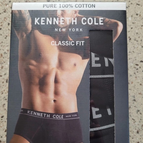 Kenneth Cole New York Mens Size Large 36-38 100% Cotton Black Underwear Briefs - Picture 2 of 9